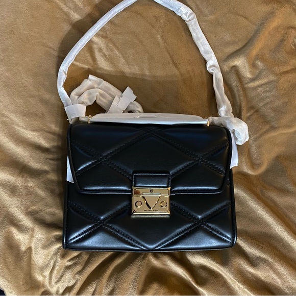 NWT Michael Kors Serena Small Quilted Black Crossbody - Picture 3 of 8